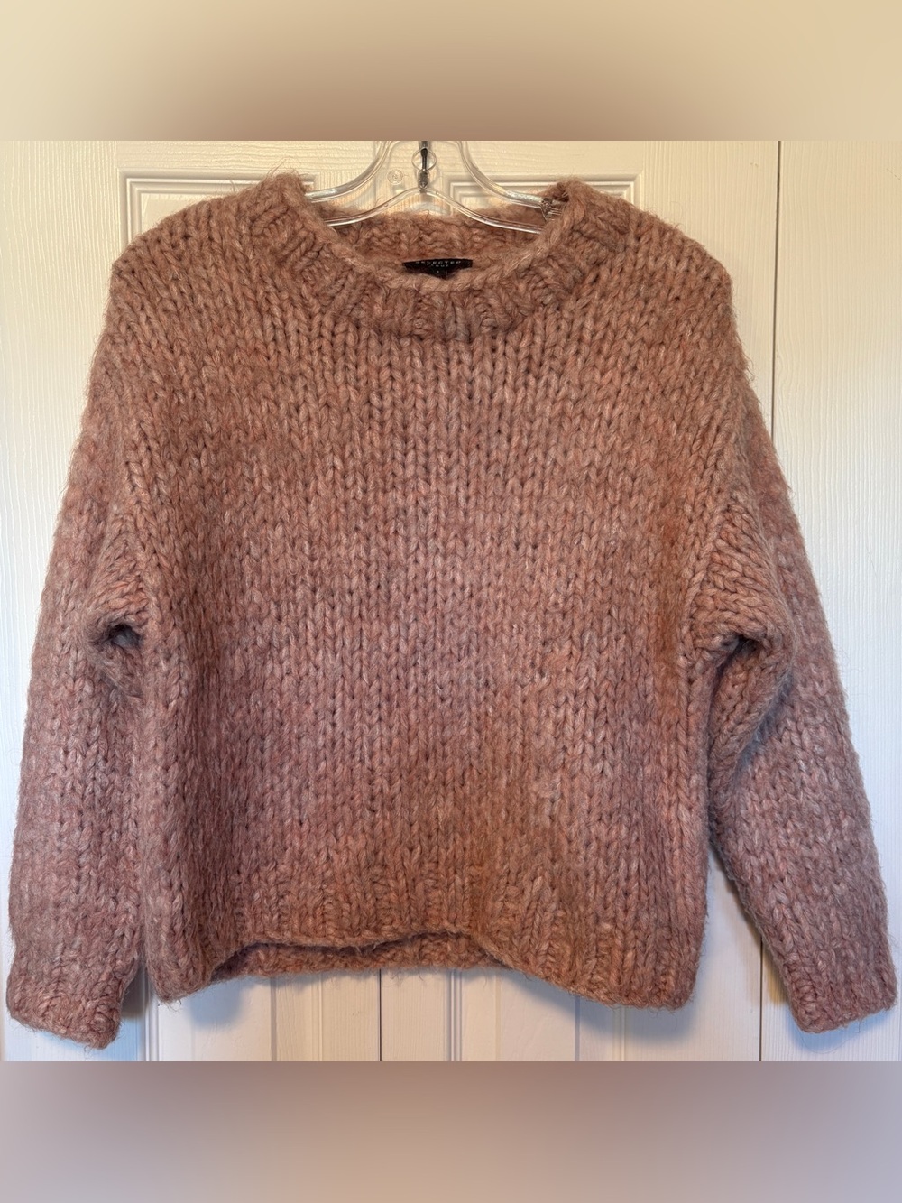 Selected Femme Chunky Knit Cropped Sweater Blush Pink Small S
